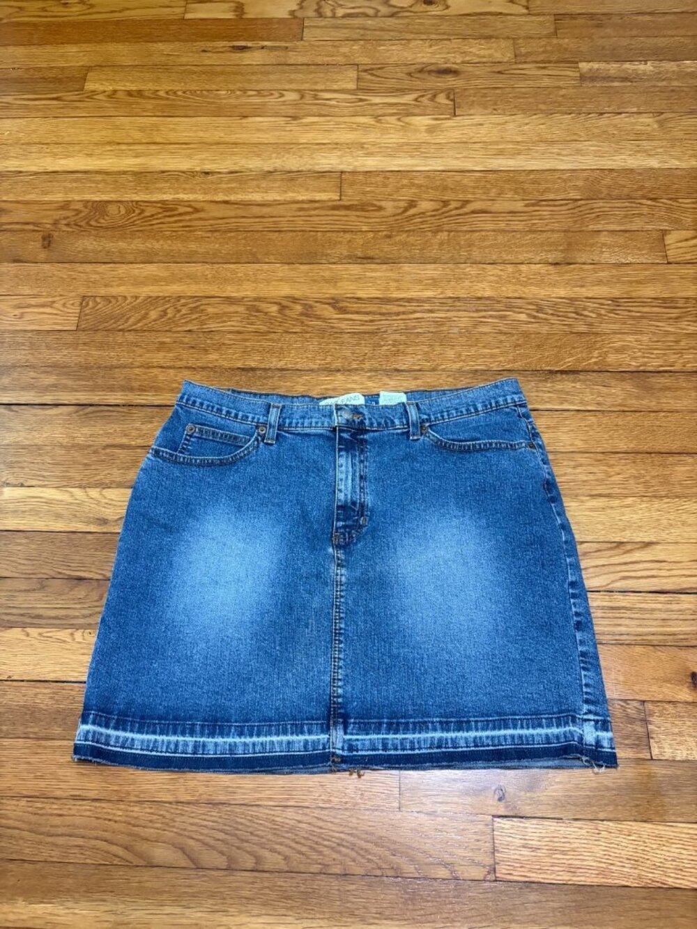 Vintage Gap Jeans Womens Mini Skirt Size 14 Blue Stretch Denim Made in USA